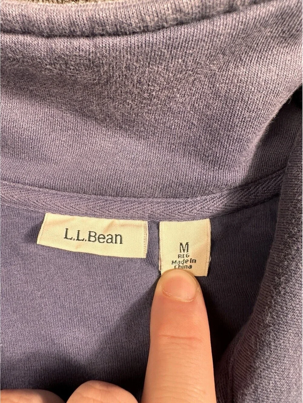 LL Bean Quilted Quarter Zip Pullover Sweatshirt M Reg Blue